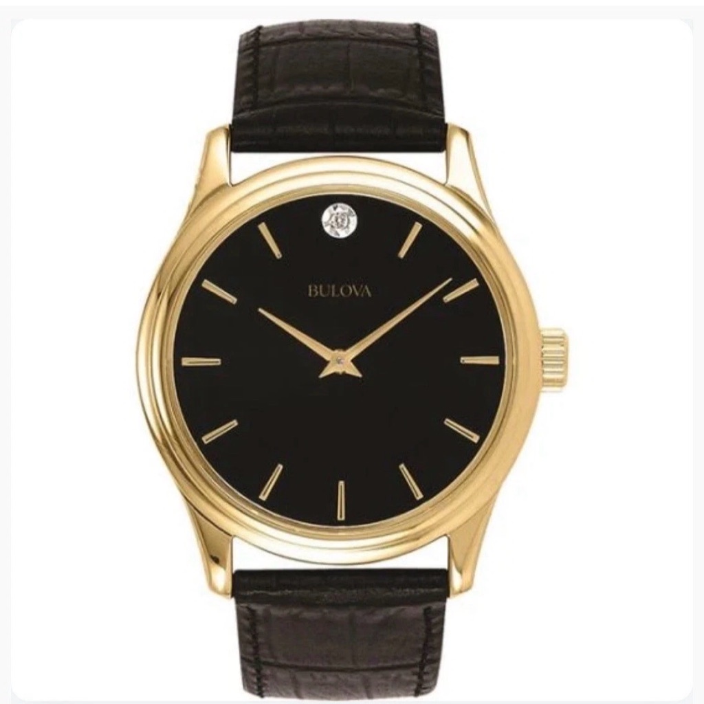 Bulova 97f55 Wrist Watch For Men Black Leather Band Valentine’s Day Gift For Him